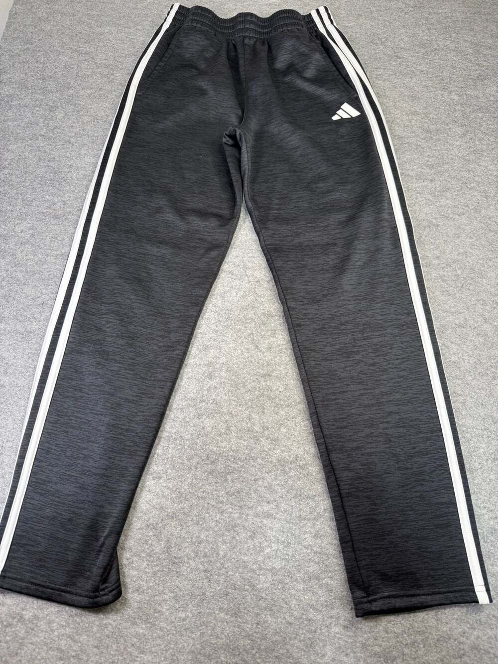 Adidas Essential 3-Stripe Fleece Pants Size 14/16 Black Gray